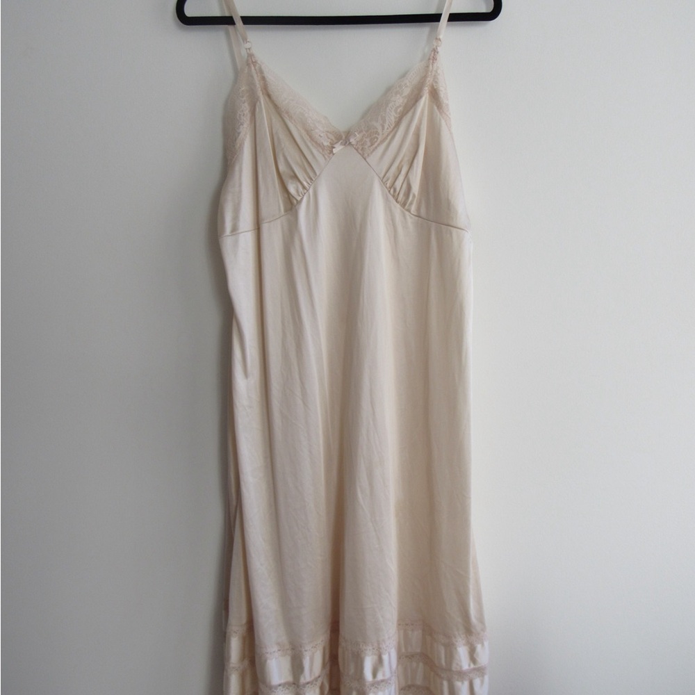 Adonna Cream Chemise with Spaghetti Straps and Ruffle Hem